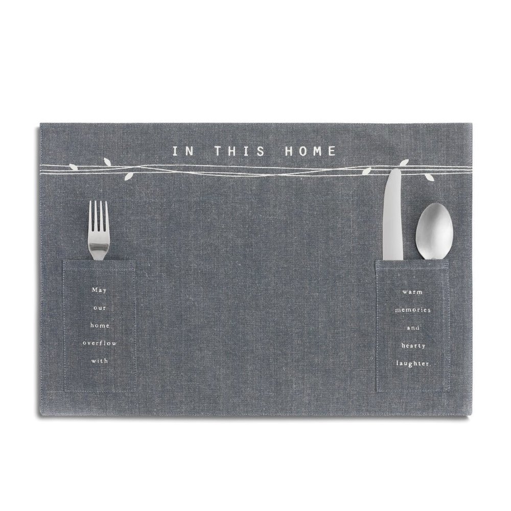 NWT - Demdaco - Set of 4 - In this Home Utensil Pocket Placemat